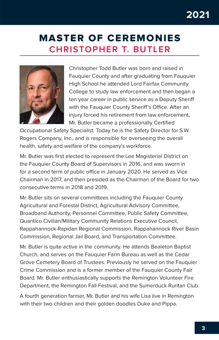 Christopher T. Butler, master of ceremonies, program page