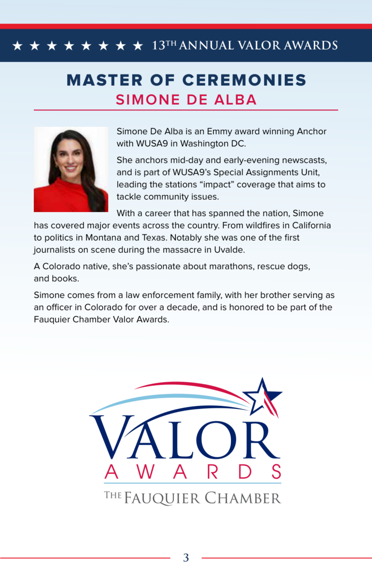 Simone De Alba, master of ceremonies, program page