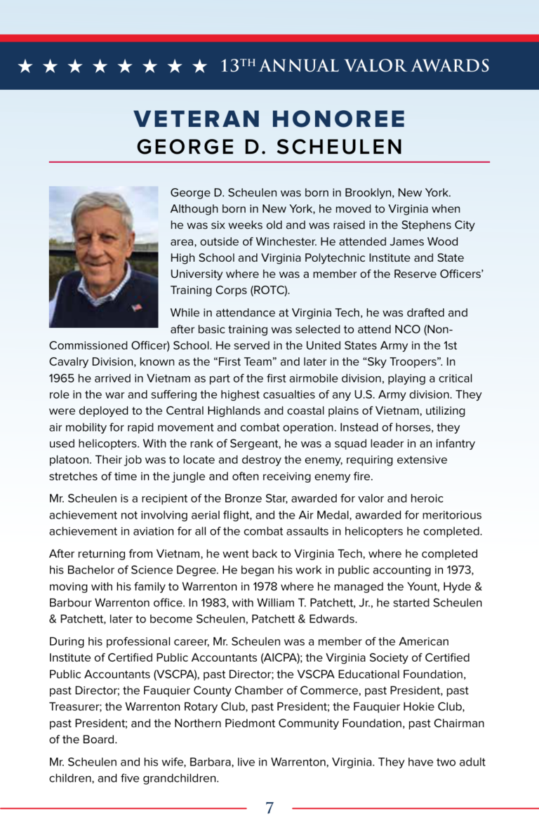2025 Veteran Honoree Sgt. George D. Scheulen, program page